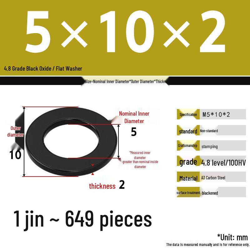 Blackened Enlarged Thickened Metal Washer - M3-M42