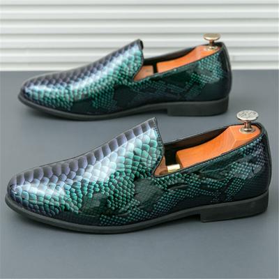 Fashion New Pointed Serpentine Mirror Patent Leather Slip On Shoes Men Designer Loafers Formal Wedding Prom Dress Homecoming Footwear