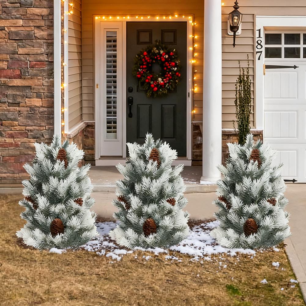 Artificial Tree With Ground Stake Realistic Bushes Plants Artificial Greenery Shrubs For Outdoor Yard Front Porch Xmas Decors