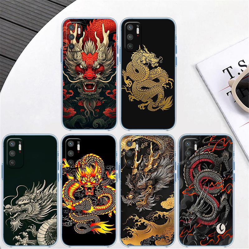 QE7 Chinesischer Drache Transparente Handyhülle für Samsung Galaxy A04 A04S A14 A23 A34 A54 M23 M33 M52 M53
