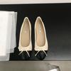 Fashion Women's Fashion Flat Shoes Spring New Round Head Shallow Mouth Splicing Butterfly Knot Soft Sole Non-slip Single Shoes