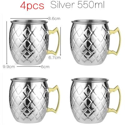 4 Pezzi 550ml Rete Moscow Mule Tazze di Rame Tazza Metallica Acciaio Inossidabile Birra Vino Tazza da Caffè Strumento per Cocktail