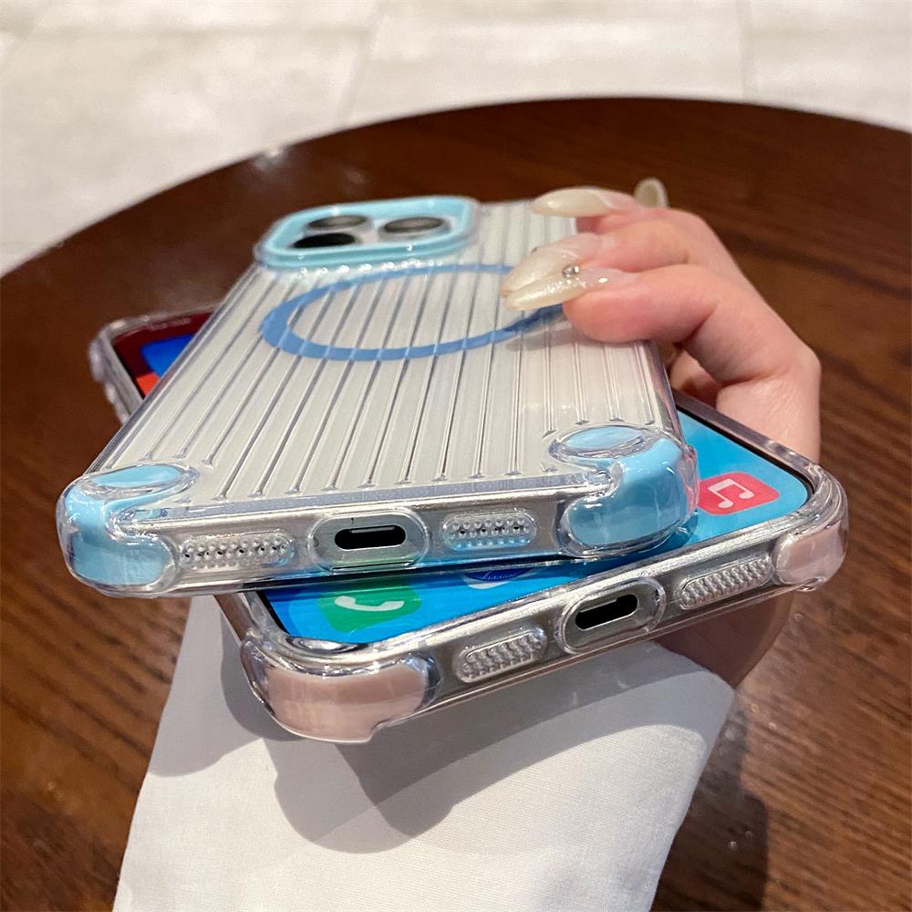 Clear 3D StripeTexture Magnetic Wireless Charging For Magsafe Case For iPhone 11 12 13 14 15 16 Pro Max Plus Soft Silicone Cover
