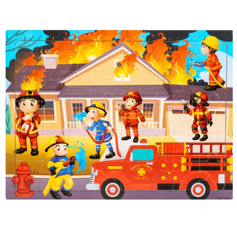 Wooden 40-piece puzzle, children's animal dinosaur cartoon wooden plane puzzle, baby early education educational toys