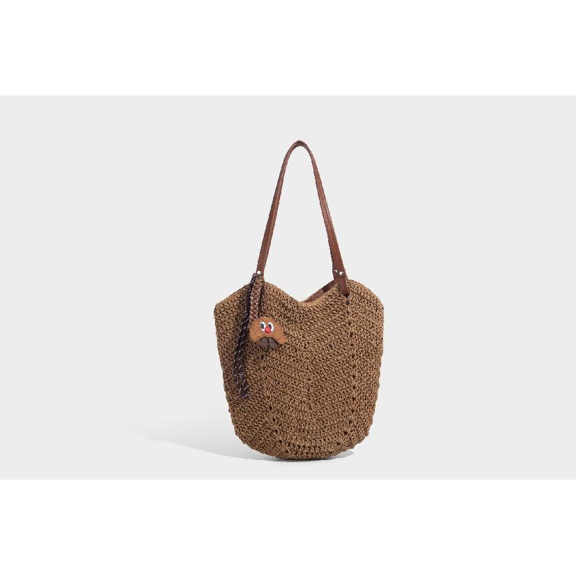 Cross-Border Lazy Style Woven Bag for Women Summer 2025 New Beach Vacation Large Capacity Shoulder Tote Bag