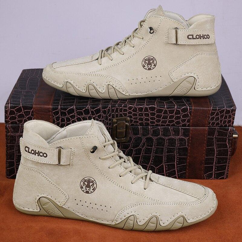 Men's Casual Ankle Boots Lace Up Walking Lightweight Comfortable Sneakers Motorcycle Outdoor Winter Warm Fashion Shoes