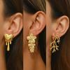 Stainless Steel Flower Earrings For Women Trend Simple Geometric Gold Color Piercing Ear Accessories Wedding Jewelry Gifts