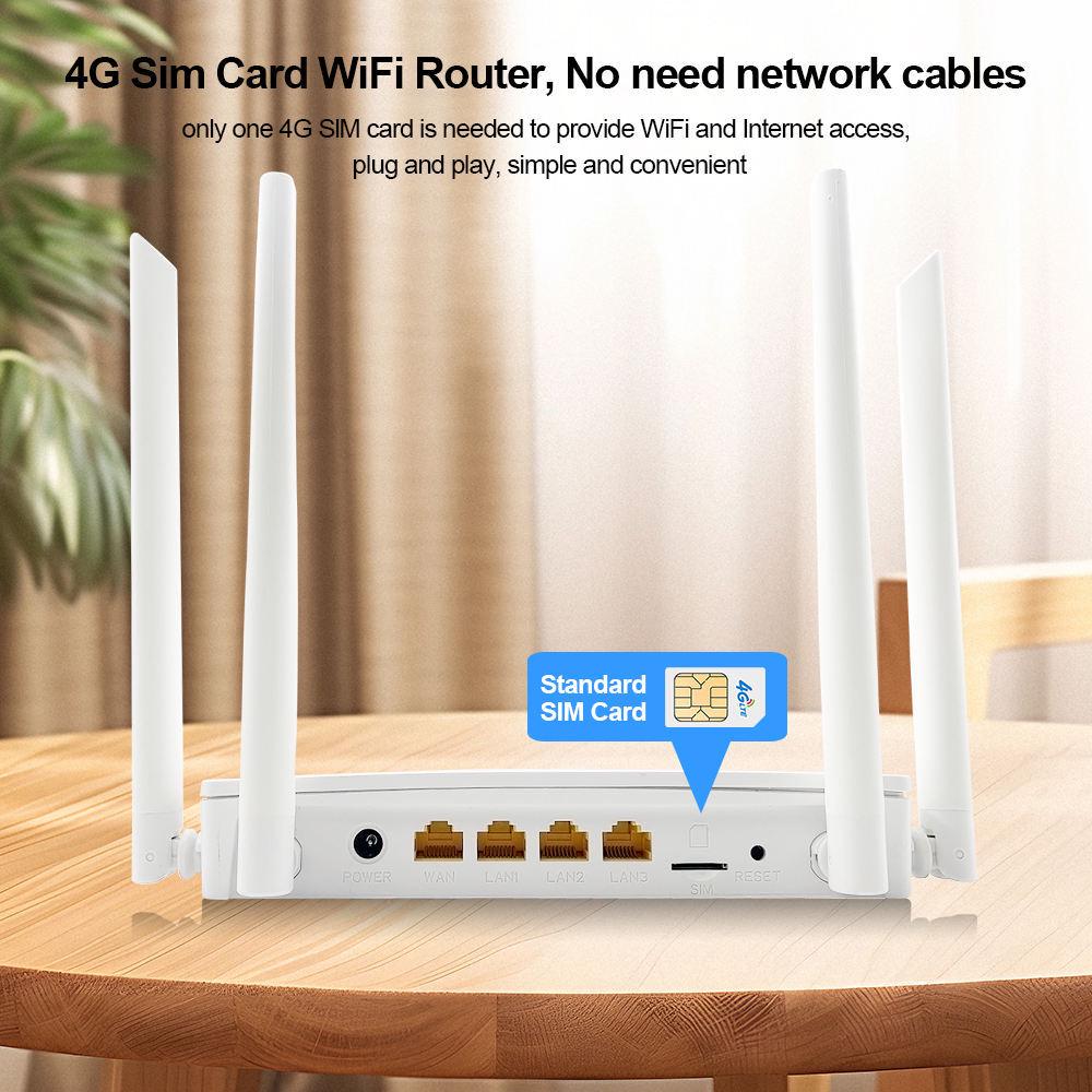 4G 300Mbps Wireless Router with 4 External Antennas & SIM Card Hotspot Booster