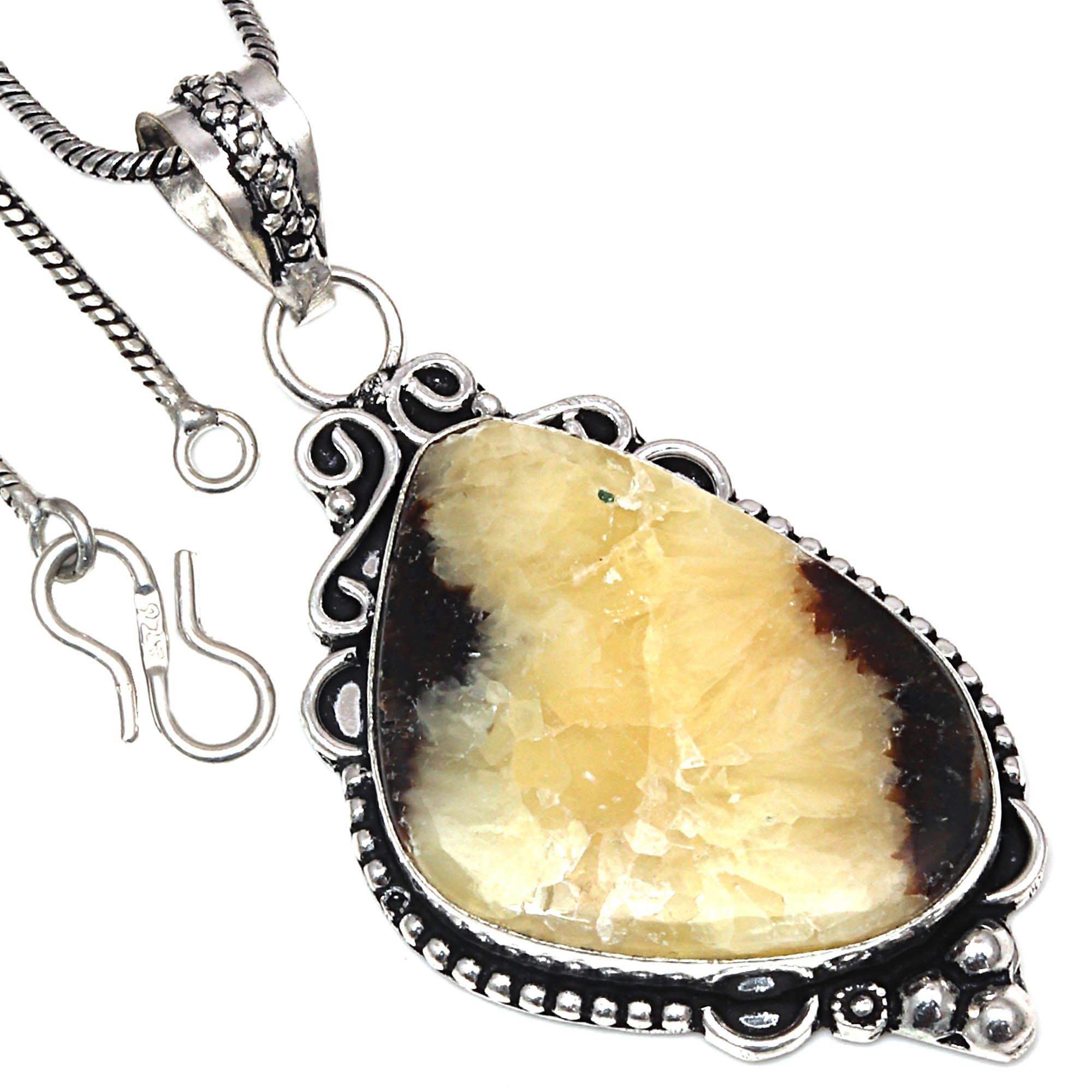 

Подвеска Septarian Jasper Gemstone Handmade Gift For Her Silver Jewelry 2.5