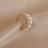 Gold-Plated Pearl Twisted C-Shaped Ear Cuff Earrings