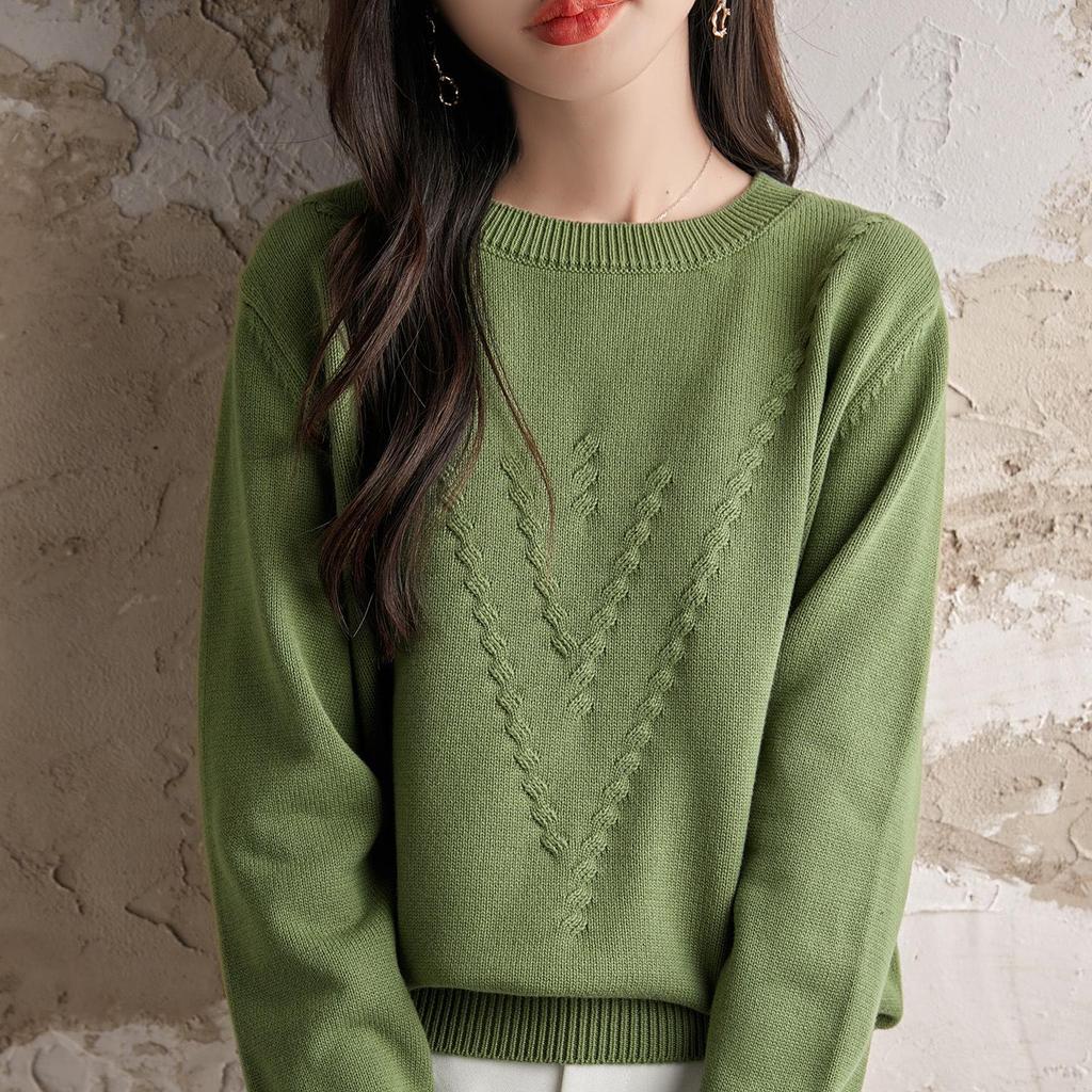 Dámský nadměrný bavlněný svetr z těžké pleteniny jednobarevný - Podzimní/zimní kolekce