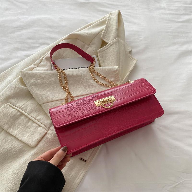 

Stylish Pu Material Square Bag With Popular Contrast Stitching Details For Women троянди рожеві кольору