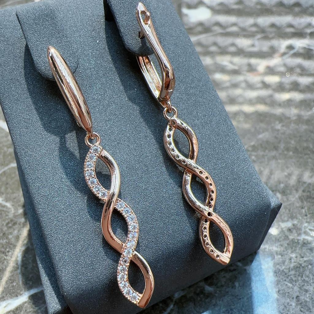 Gulkina Lila Gold 585 Zirkon Ohrringe - Europäischer & Amerikanischer INS Stil