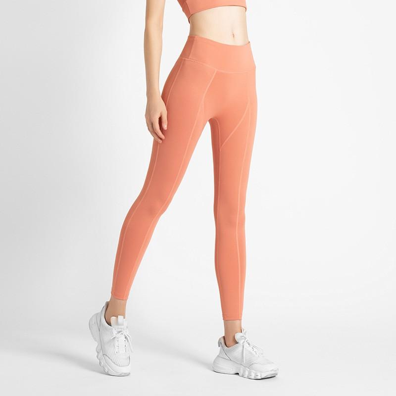 Womens High-Waisted Yoga Leggings With Side Mesh Pockets Stretchy Workout Pants Running Fitness