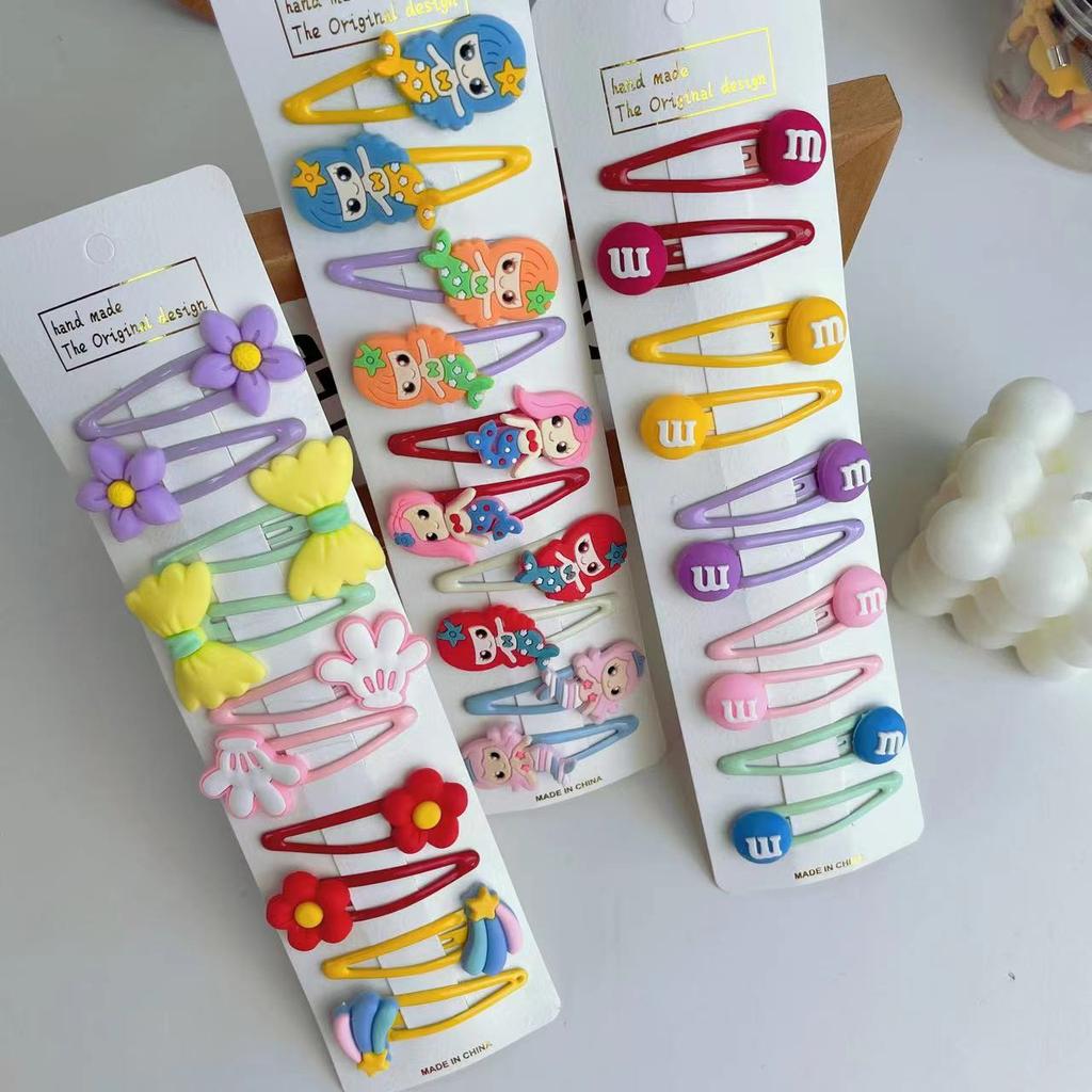 PL 2021 Cute 10 Pcs/set Cartoon Hair Clips for Baby Girl Hairclip Flower Fruit Hair Pins Kids Hair Accessories Gift