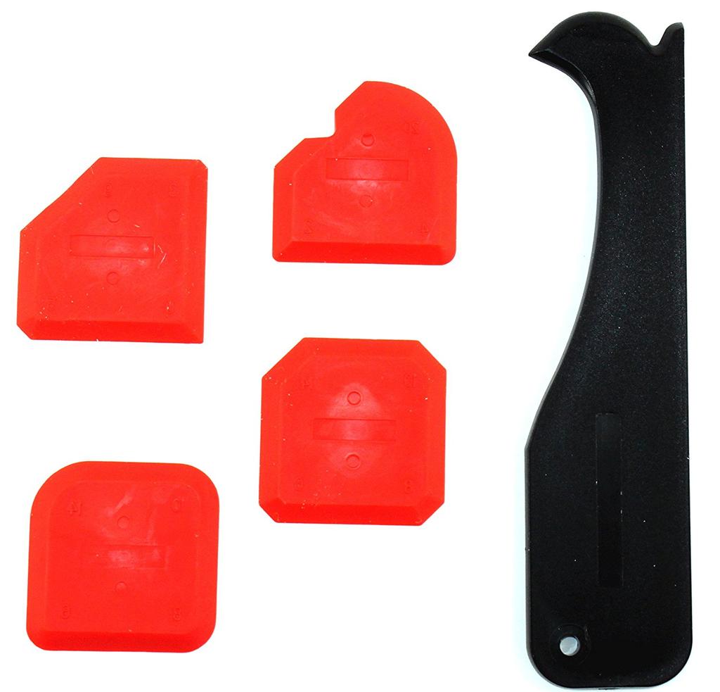 Kitchen Bathroom Window Shower and Sink Joint 5pcs Red Silicone Sealant Wiper Scraper and Removal Tool