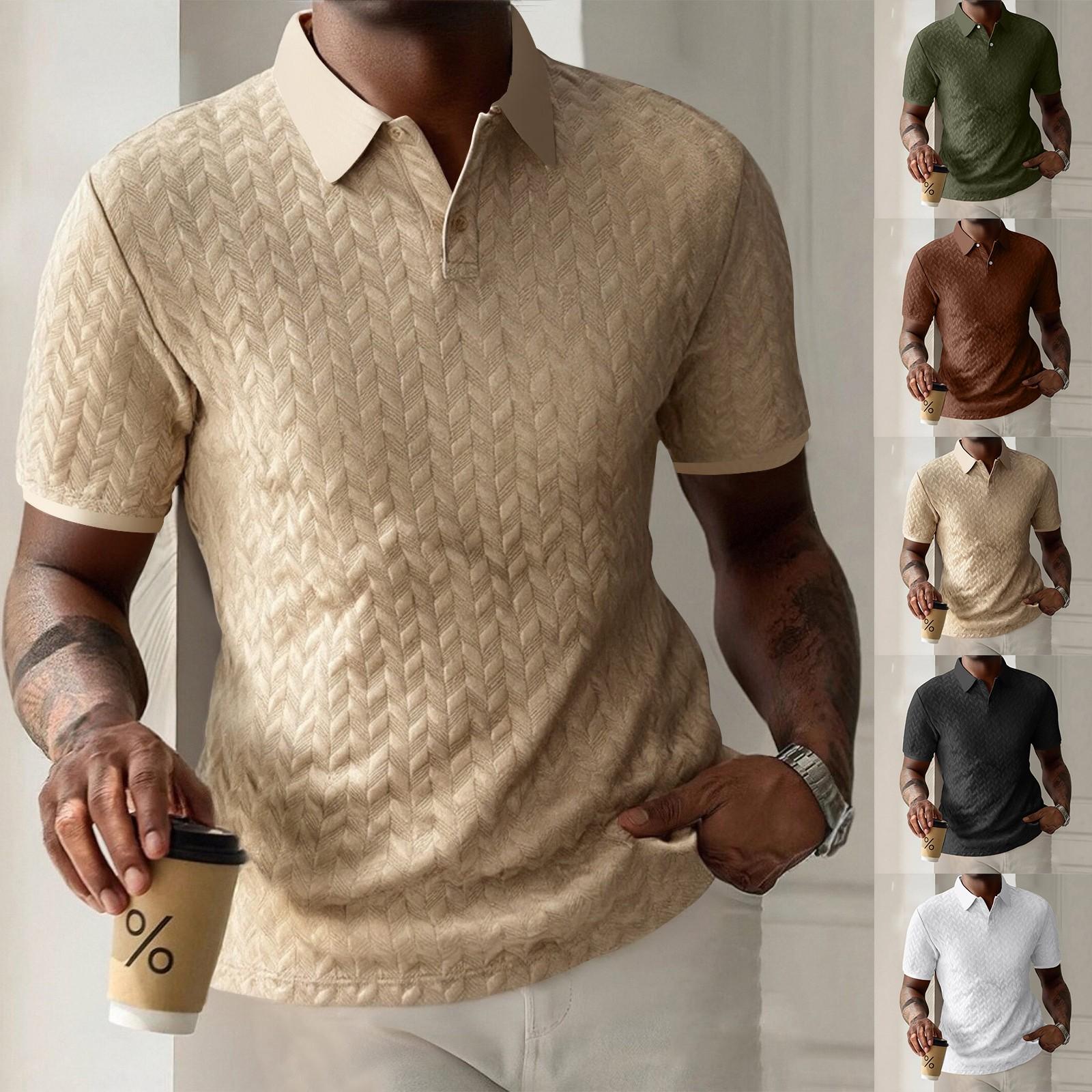 

Men s Summer Lapel Button Pocket Solid Color Casual Short Sleeve Shirt L білий