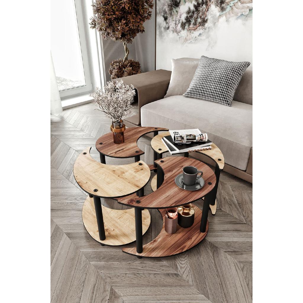 Y?n Yang Unity Serenity Coffee Table Set Of 4 Oak Walnut 70 Cm