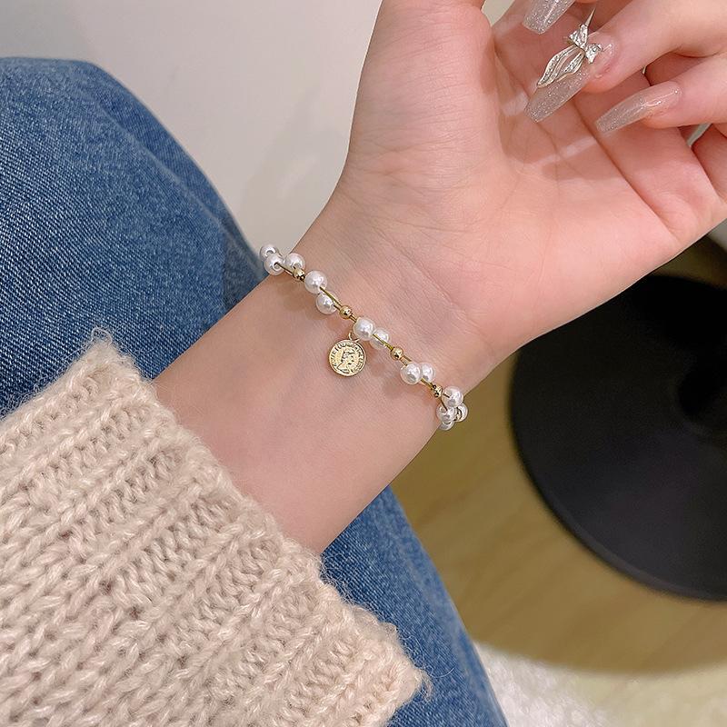 ins style pearl bracelet girls retro niche temperament beaded bracelet high-end couple girlfriend jewelry