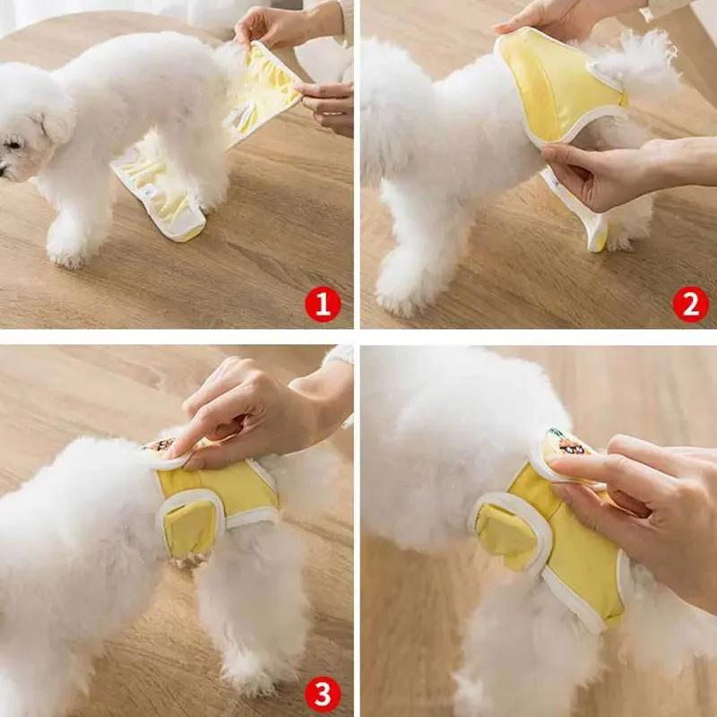 Pantaloni fiziologici lavabili pentru câini de sex masculin pentru prevenirea estrului Cureaua politicoasă pentru femeile câine Pantaloni de siguranță menstrual pentru animale de companie Lenjerie de corp Chiloți