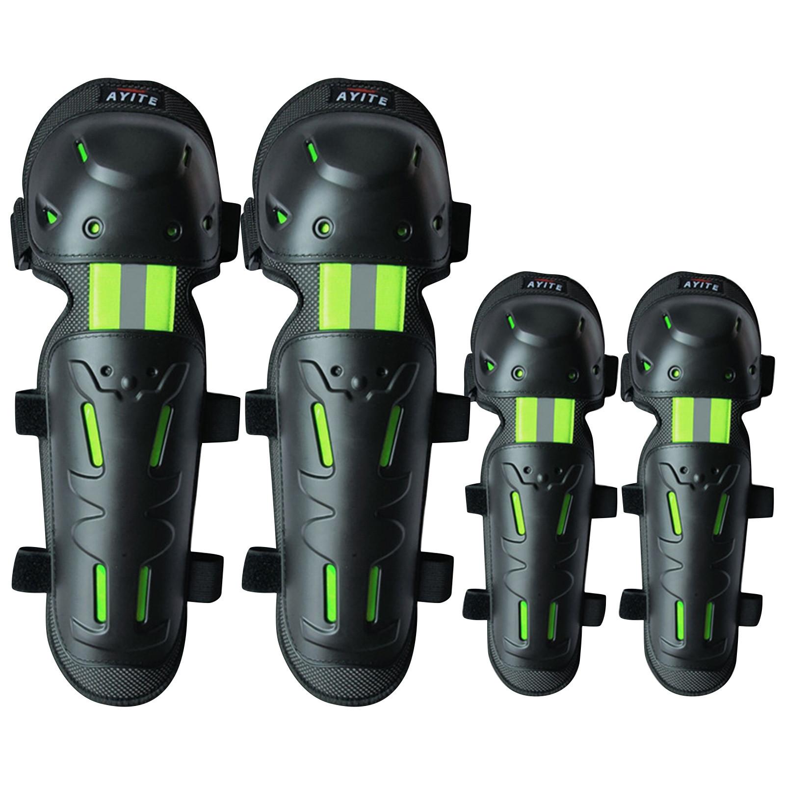 

L Мотоциклетные наколенники и локти. Набор из четырех защитных протекторов для соревнований с круглой головкой, снаряжение для езды на мотоцикле по бездорожью, спортивные протекторы. One Size чёрный