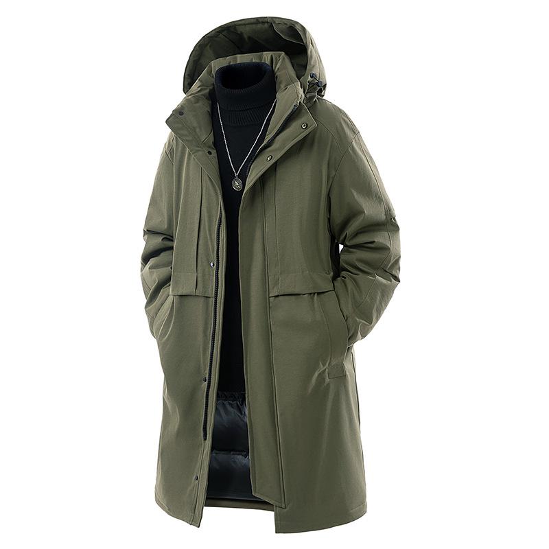 Herren Übergröße Winter Kapuzen Parka Mittellang Baumwolle Windbreaker