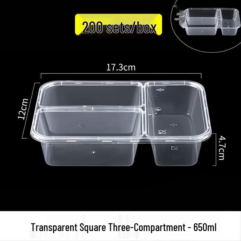 MIAOJIE Disposable 3-Compartment Meal Box