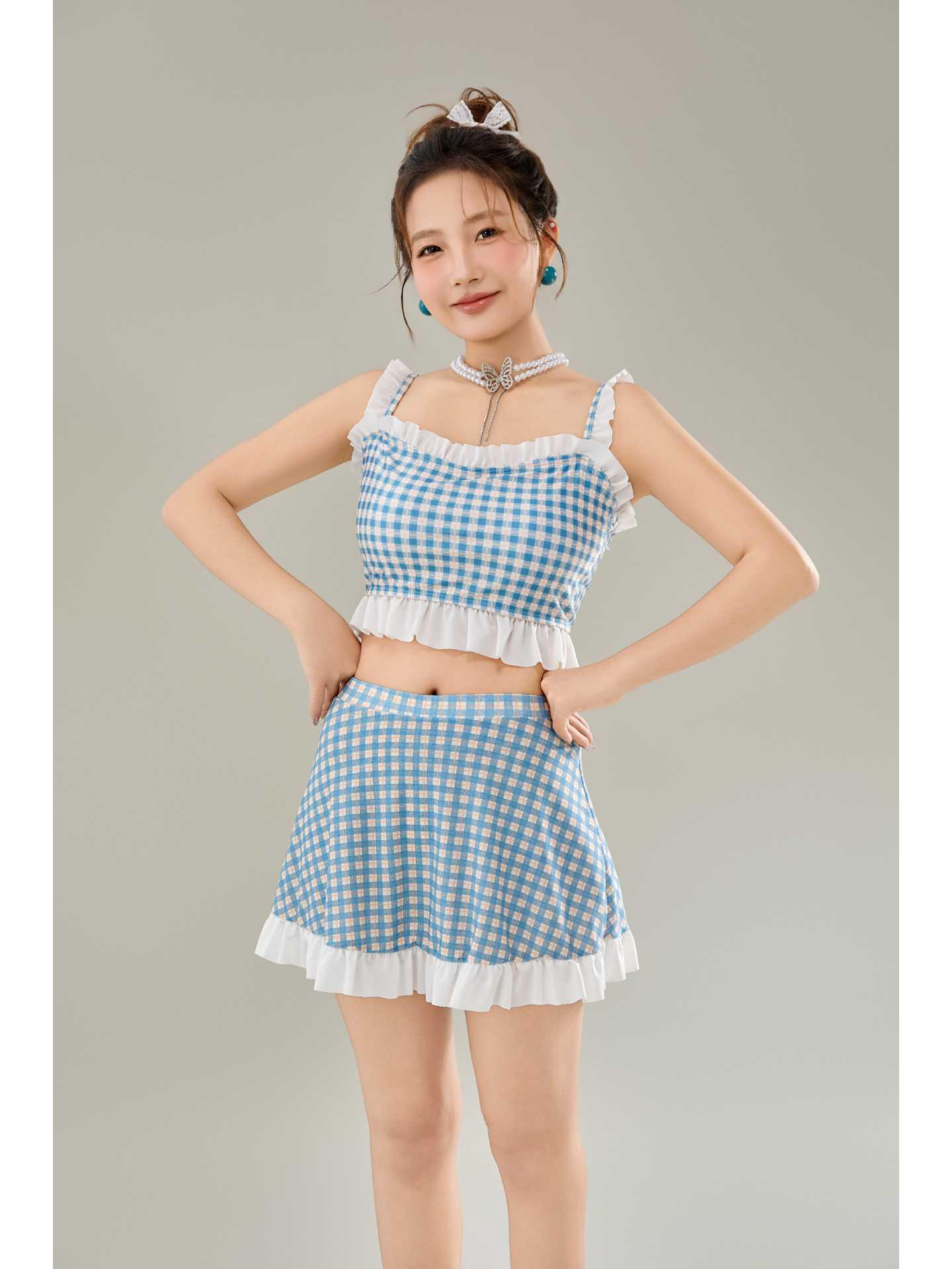 

Высококачественный женский раздельный купальник в корейском стиле - Утягивающий, Консервативный, Контроль живота для отдыха на море или горячего источника Extra Large (110-120 jin) синий