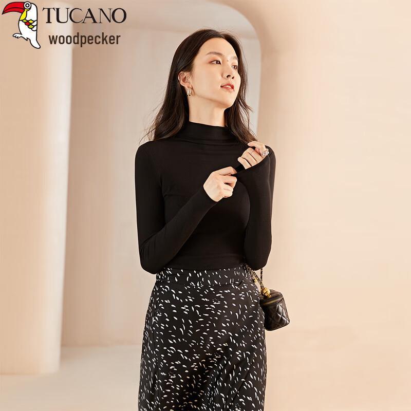 

Женский рубчатый топ с полувысоким воротником и длинным рукавом M