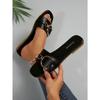 Women's Shoes, New Fashion Slippers, Classic Temperament Match, Solid Color Metal Decoration Square Head Flat Sandals