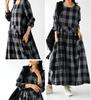 Maxi Checkered Long Loose Midi Long Maxi Winter One Size Fits [Mouhoukyo] Women's Dress, Pattern, Sleeves, Fit, Length, Length, Spring, Autumn, (Color