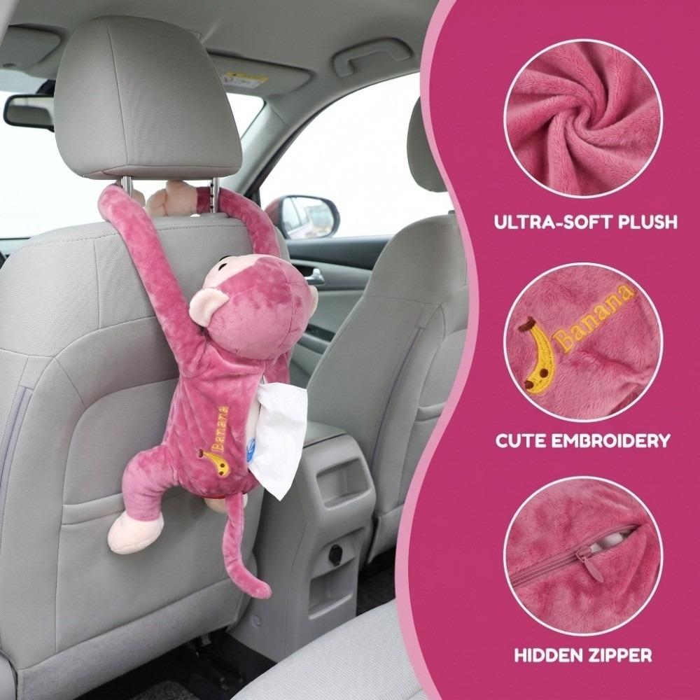 Plush Hanging Car Tissue Holder Cartoon Auto Napkin Dispenser Daily Car Interior Tissue Storage