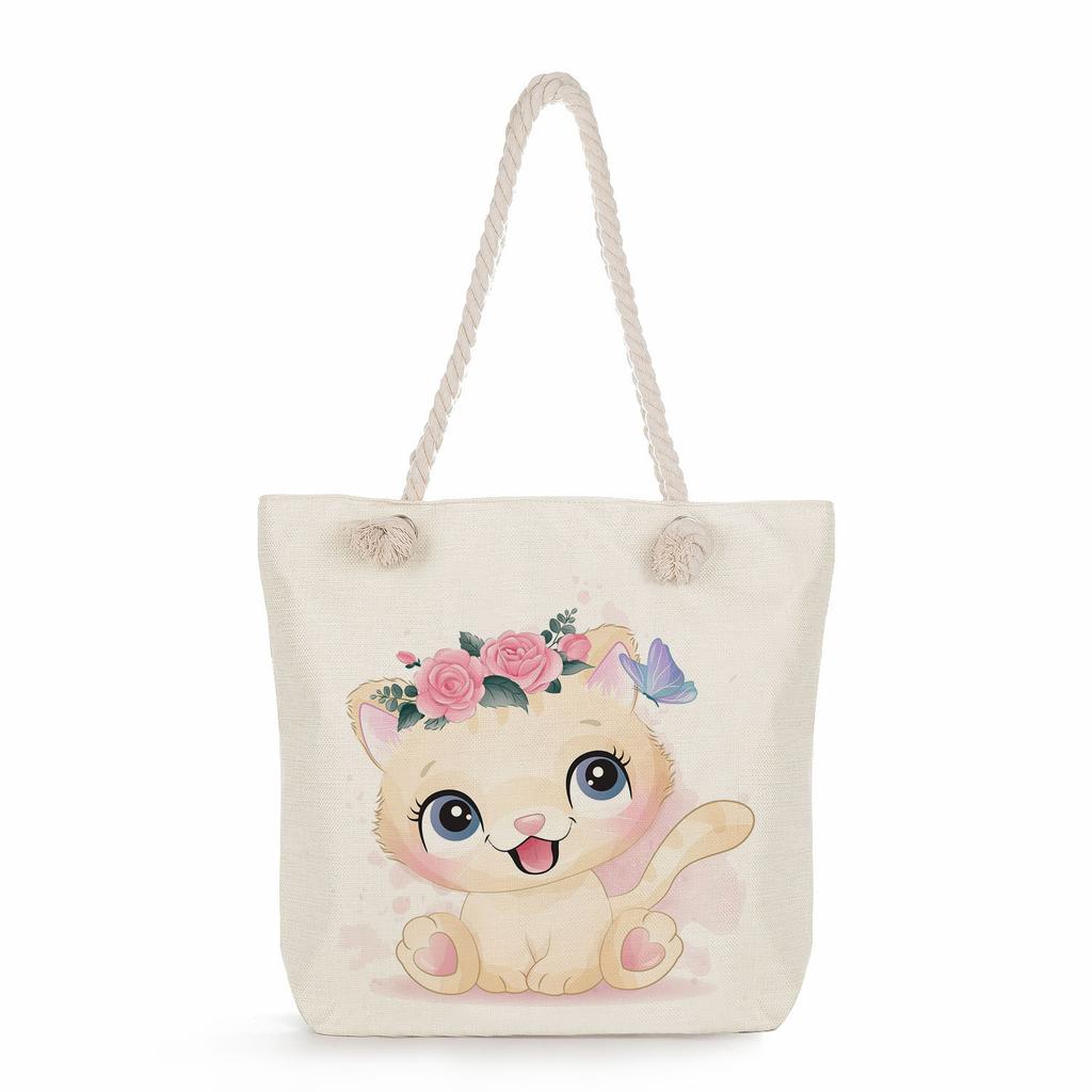 Animal print thick rope single-shoulder beach bag 7286 CLE