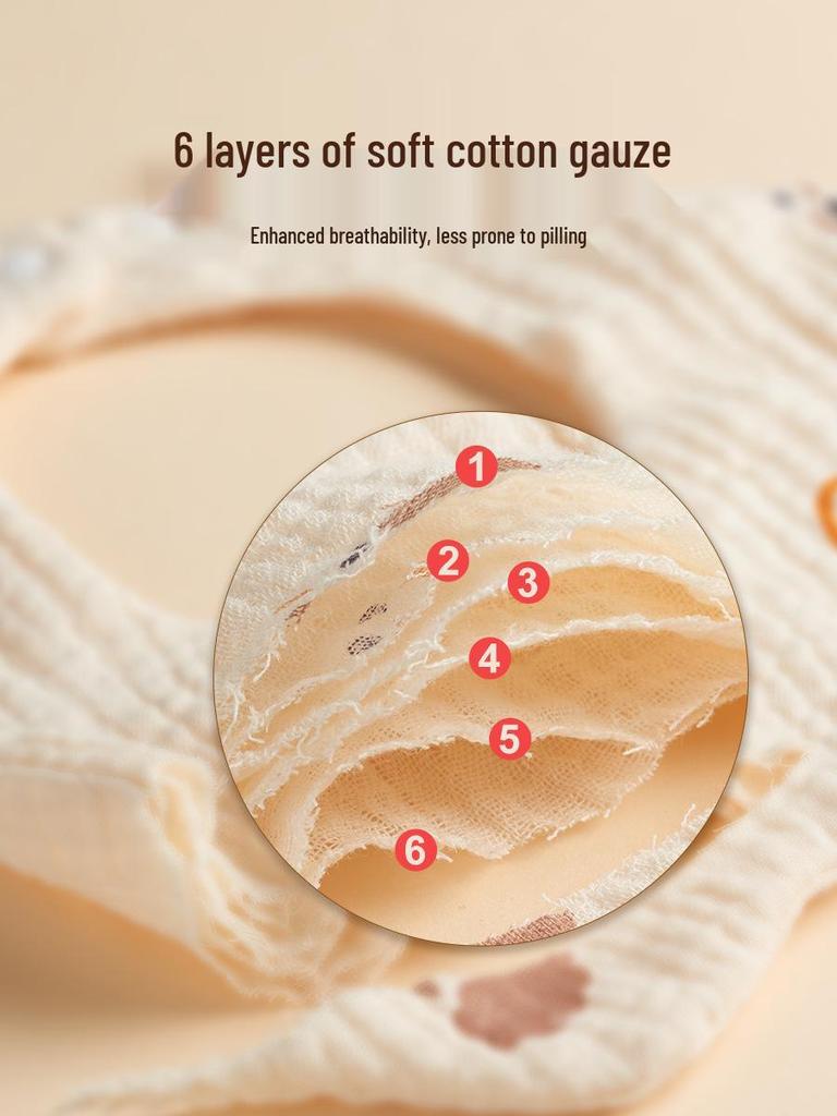 6-Layer Cotton Gauze Petal Baby Bib - 360° Newborn Anti-Spit-Up Towel for Summer
