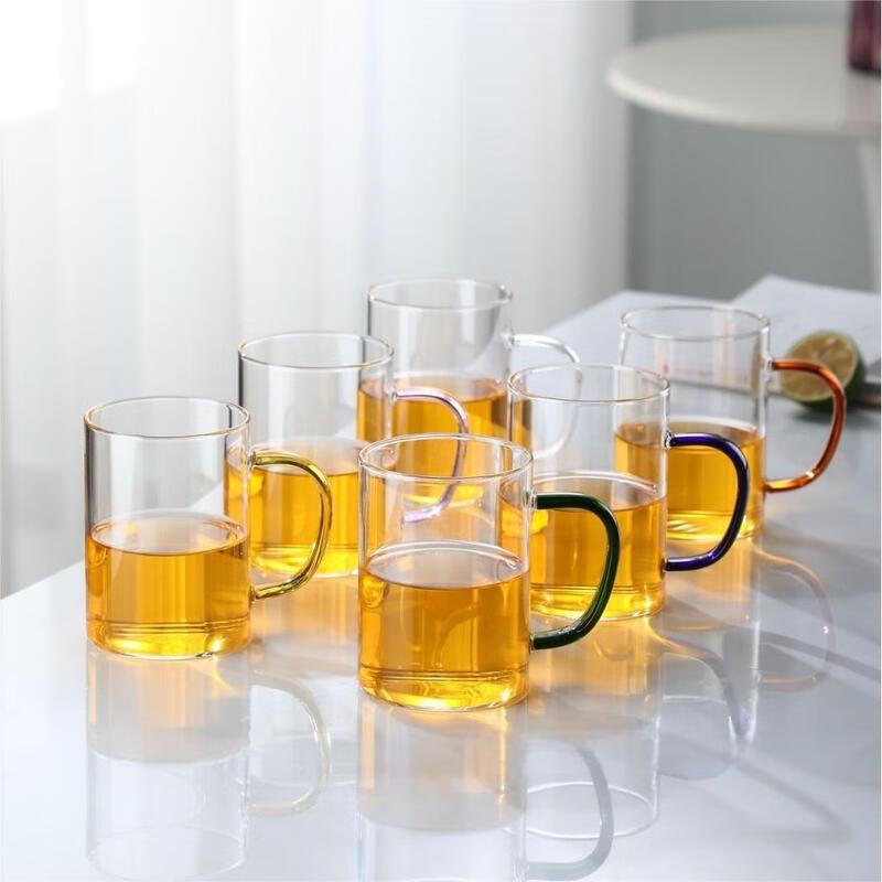 Changqi Colorful Handle Glass Tea Cup Set