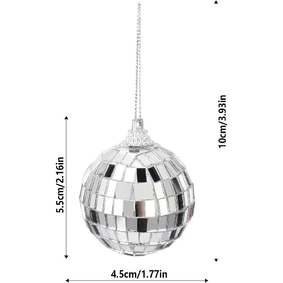 6Pcs Mirror Disco Ball, 1.96Inches Silver Hanging Ball for Party, Birthdays, Weddings, Home Decorations, Stage Props, Game Accessories, 5cm
