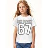 Kids Crewneck Short Sleeve Tee, Six Seven 67 Meme Number Print
