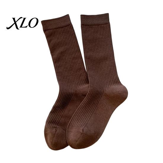 Non Slip Fitness Socks Women Crew Socks, Ribbed Knit for Autumn Winter, Minimalist Solid Color Soft Breathable Stretchy Casual Hosiery Daily
