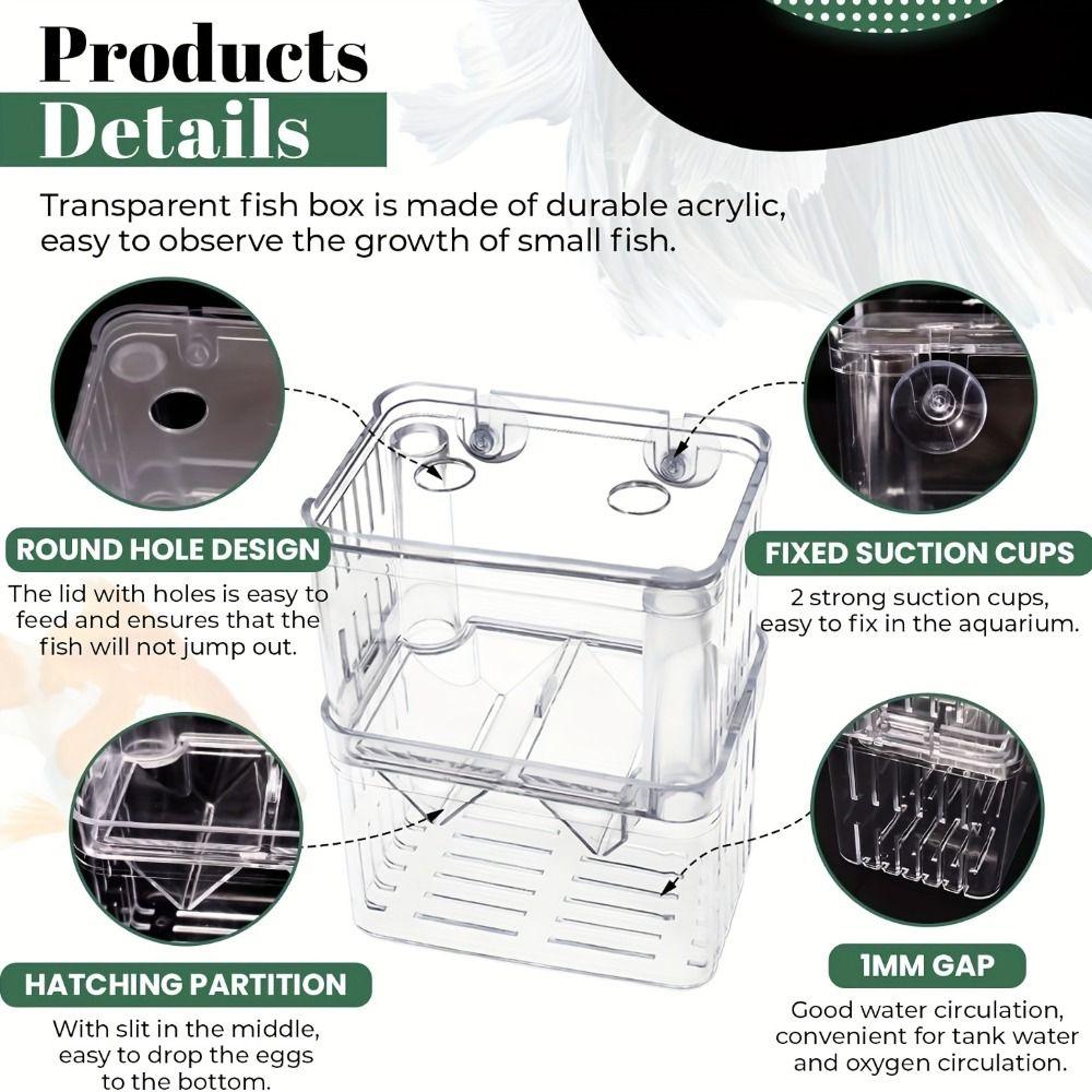 Multi Size Baby Fish Hatching Incubator Box Acrylic Betta Fish Tank Divider  Shrimp