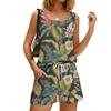 Completo Estivo Casual da Donna con Canotta a Stampa Floreale, Scollo Quadrato, Senza Maniche, Gilet Sportivo con Tasche e Pantaloncini, Abbigliamento Leggero per il Tempo Libero