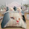 White Cat King Queen Duvet Cover Kawaii Pet Kitty Bedding Set For Kids Teens Adults Family Animal 2/3pcs Polyester Quilt Cover