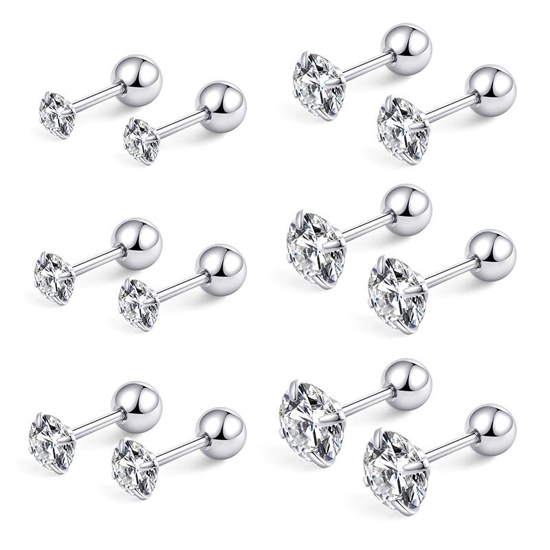 Silver Needle Shiny Zircon Stud Earrings Women Style Cute Sweet Jewelry Accessories Simple  Jewelry Accessories