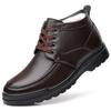 Winter Plush Handmade Men Shoes Lace Up Leather Casual Shoes Men Flat Platform Walking Shoes Outdoor Footwear Loafers Sneakers