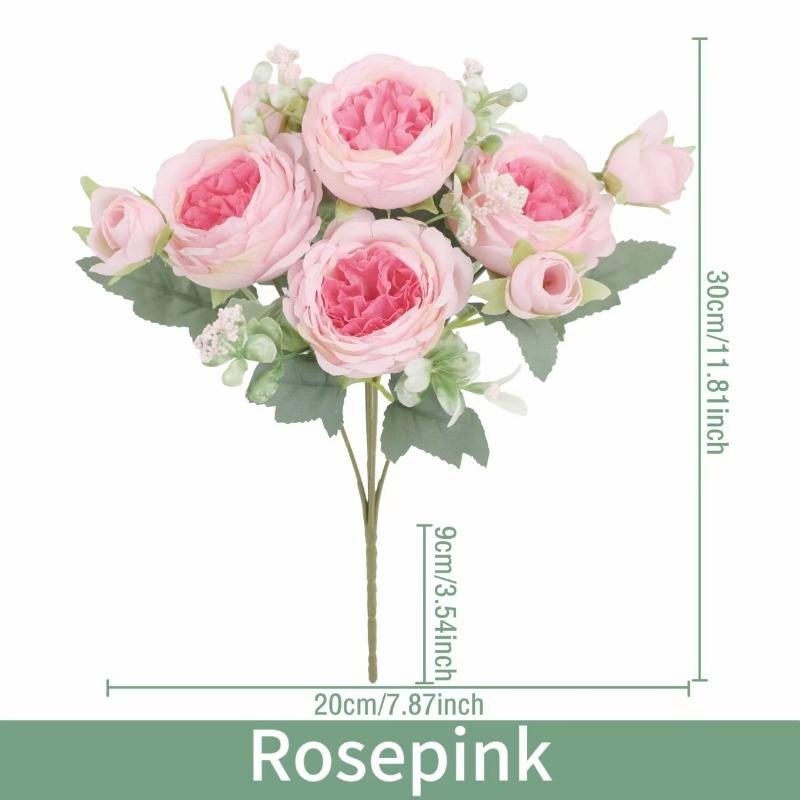 

Artificial Flowers Peony Bouquet Silk Bouquet Flower 5 Big Head 4 Small Bud Bride Wedding Home Decoration Artificial Flower L