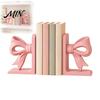 Sweet Style Desk Organizers 2Pcs/Set 3D Printed Pink Bow Bookends for Shelves, Decorative L-Shaped Book Stoppers Home Birthday Gifts Students