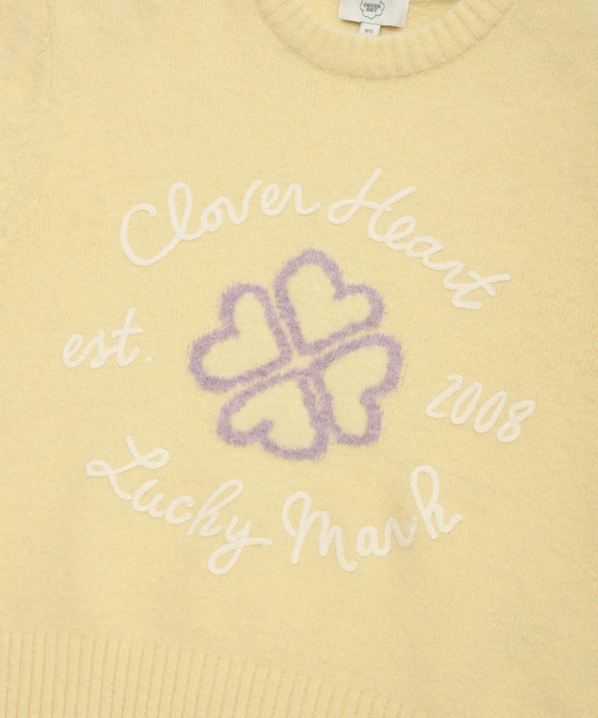COVERNAT WOMAN Clover Heart Graphic Knit Light Yellow