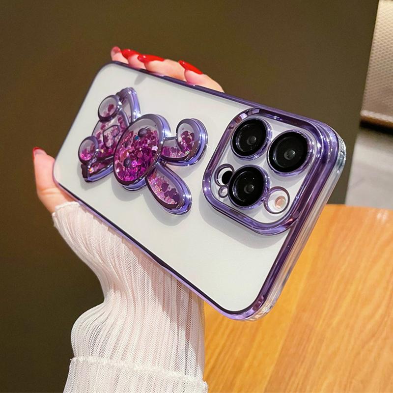 Quicksand 3d Cartoon Rabbit Phone Case For Iphone 14pro Max 13 12 11 Pro Max 14plus Camera Protection Clear New Year Back Cover