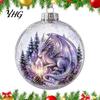 Xmas Fireplace Hanging Ornaments Glowing Christmas Story Ornament, Light-Up 3D Ball with Warm LED, Mini Garden Holiday Scene Clear Decoration