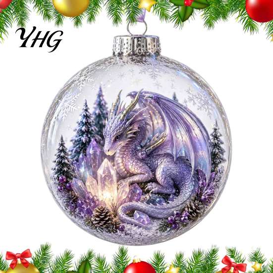 Xmas Fireplace Hanging Ornaments Glowing Christmas Story Ornament, Light-Up 3D Ball with Warm LED, Mini Garden Holiday Scene Clear Decoration