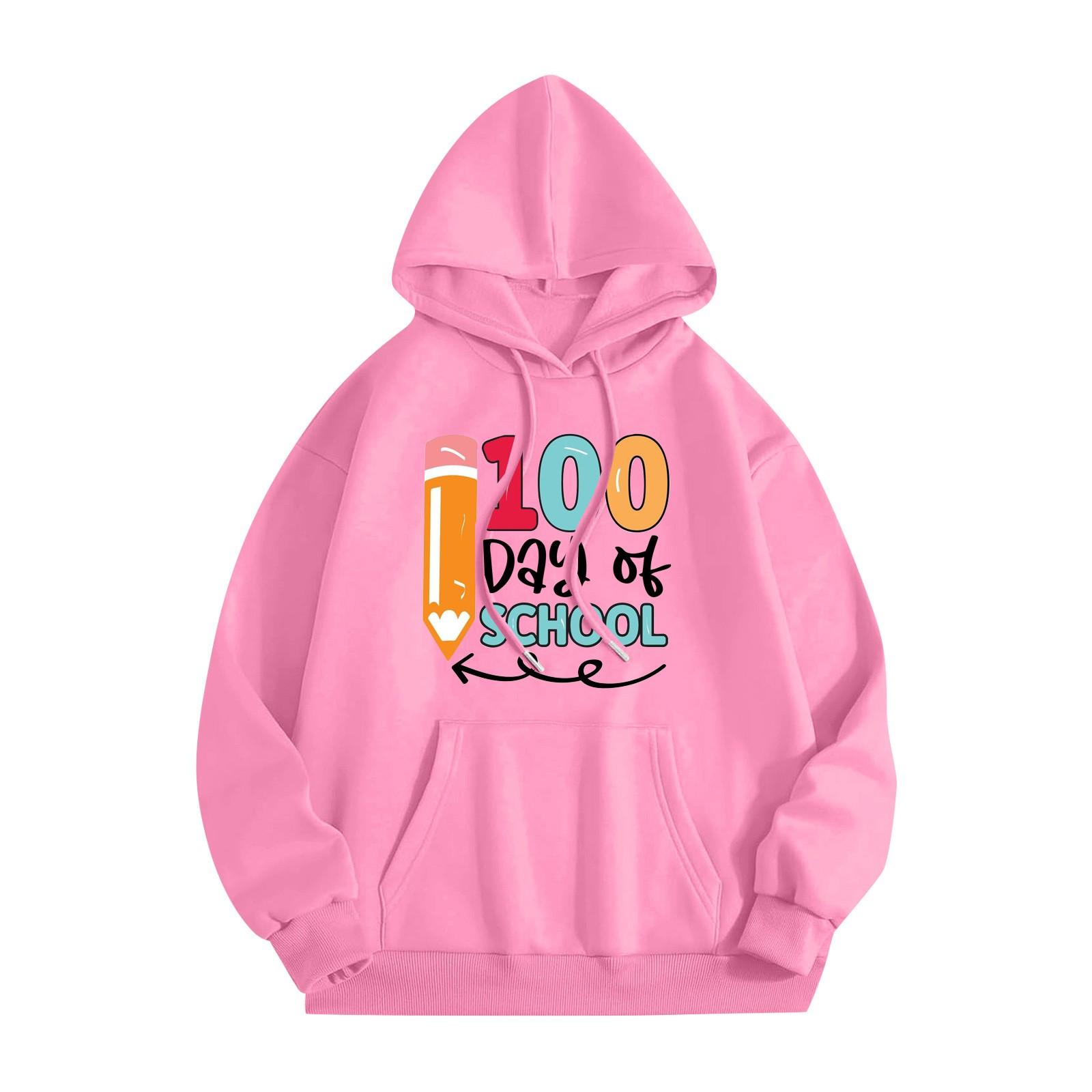 

Жіноча толстовка з круглим вирізом і довгим рукавом із квітковим принтом і капюшоном XL рожевий